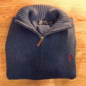 Classic Quarter Zip Cotton Pullover in Navy